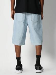 SUMWON Denim Colour Blocked Jorts - Blue - View 4
