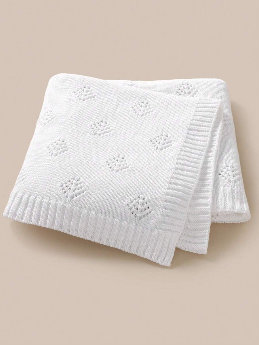 1pc Comfortable And Versatile Simple Knitted Baby Blanket, Swaddle Blanket, Stroller Cover Or Small Throw Love Valentine - White - View 1