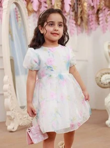 Girls' Eyelash Lace Printed Princess Skirt (Sibling Outfits, Mathing Outfits - 2 Pieces Sold Separately) - White - View 6