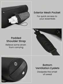GLOWMODE 16L One-Shoulder Adjustable Padded Shoulder Strap Yoga Mat Holder With Exterior Mesh Pocket Travel Bag - Black - View 4
