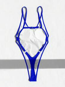 Swim SXY Women's Solid Color Backless One-Piece Swimsuit For Beach Vacation Summer