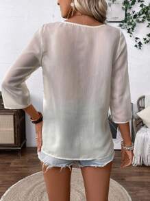 SHEIN LUNE 女性簡約日常襯衫，隨機花卉圖案