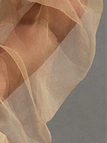 VaVaBold 女式時尚純色網眼領口背心 - 卡其色 - 查看 7