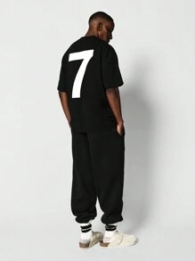 SUMWON Tee With Back Number Graphic Print - Black - View 3