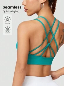 Gameset SHEIN Sport Women's Fashion Double-Layered Strappy Tank Top With Cross Strap Design - Green - View 1