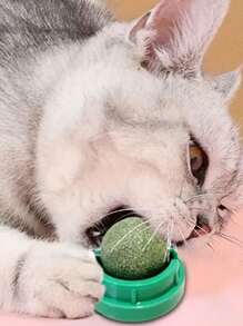 1 个粉色猫薄荷球，具有旋转功能，用于磨牙和清洁，猫薄荷球墙壁粘蟹猫玩具，适合宠物猫玩耍和缓解无聊猫咀嚼玩具，含有促进消化剂猫薄荷球，粘性猫玩具，磨牙 - 粉色 - 查看 1