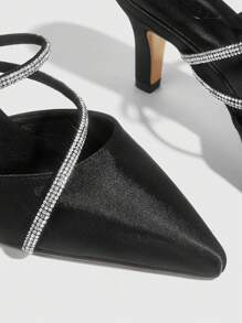 CUCCOO CHICEST Women Shoes, Fashionable Black Rhinestone Spring/Summer High Heels For Ladies Halloween - Black - View 5