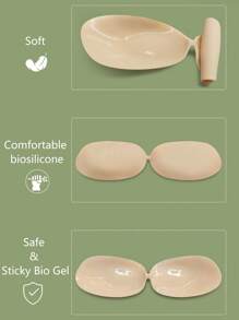 Plus Size One-Piece Adhesive Bra Top - Apricot - View 4