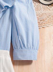 Teen Girls Simple Daily Wear Top And Skirt Set - Baby Blue - View 6