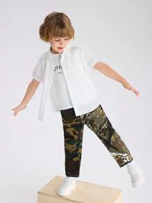 Jungen Street-Style Camouflage Jeans mit Farbblock