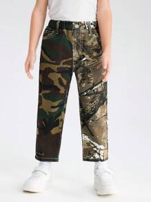 Jungen Street-Style Camouflage Jeans mit Farbblock