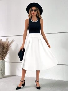 SHEIN MOD Váy thường ngày nhiều nút màu trơn đơn giản cho nữ - trắng - Xem 8