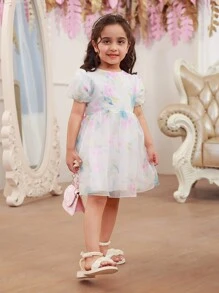 Girls' Eyelash Lace Printed Princess Skirt (Sibling Outfits, Mathing Outfits - 2 Pieces Sold Separately) - White - View 5