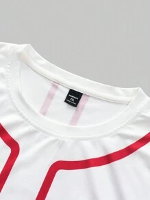 Manfinity LEGND Camiseta de verano informal para hombres de talla grande con estampado gráfico de letra y cabeza de toro, manga corta, cuello redondo, para salir y usar en la calle
