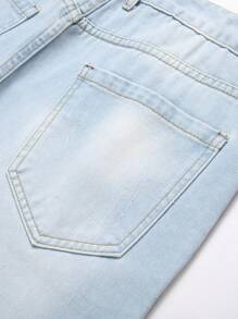 Shorts vaqueros cortos tipo bermuda casual con bolsillos y rotos para hombre - Lavado ligero - Ver 5