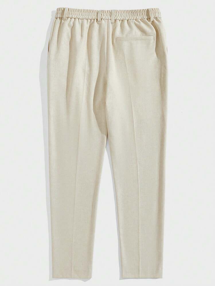Linen Easy Care Summer Woven Straight Suit Trousers