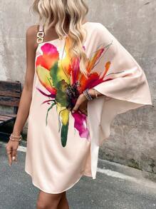 SHEIN LUNE Women's Random Print Simple Daily Summer Dress - Multicolor - View 4