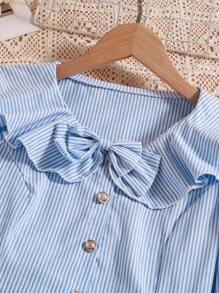 Teen Girls Simple Daily Wear Top And Skirt Set - Baby Blue - View 4