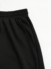 ROMWE MEN Street Life Bộ áo thun ngắn tay cổ tròn và quần short thắt lưng có dây rút dành cho nam mùa hè & in chữ - Nhiều màu - Xem 6