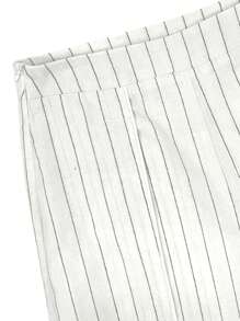 SHEIN Unity Women's Loose Casual Wide Leg Daily & Commuting Pleated Striped Trousers Fall Cloth For Women - White - View 2