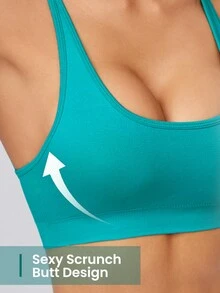 Gameset SHEIN Sport Women's Fashion Double-Layered Strappy Tank Top With Cross Strap Design - Green - View 4