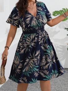 EMERY ROSE Plus Size Women's Random Printed Simple Daily Summer Boho Dress - Multicolor - View 3