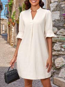 SHEIN Clasi Trang phục hàng ngày đơn giản màu trơn cho nữ - Màu be - Xem 7