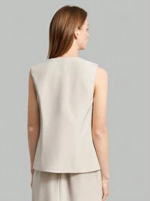 Ontre Women'S Solid Color Vest Suit Jacket - Apricot - View 2