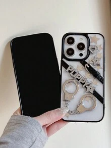 ROMWE Grunge Punk Vỏ điện thoại còng tay Epoxy Cool, Vỏ bảo vệ điện thoại sáng tạo, Thích hợp cho dòng IPhone11/12/13/14/15 - màu đen - Xem 5
