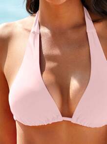 Swim Vcay Women Bikini Sets Tie Back Plain Seksi - Berwarna merah muda - View 3