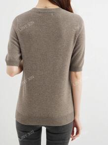 Pull à col rond et à manches courtes en laine mérinos 100% pour femmes, hauts légers d'été et d'automne de mode de luxe léger, pull tricoté
