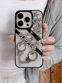ROMWE Grunge Punk Vỏ điện thoại còng tay Epoxy Cool, Vỏ bảo vệ điện thoại sáng tạo, Thích hợp cho dòng IPhone11/12/13/14/15 - màu đen - Xem 6