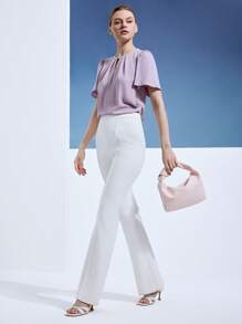 MOTF PREMIUM 女士时尚鳄鱼纹纯色手提包，情人节 - 粉色 - 查看 7