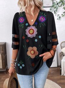 Breezaya Women's Simple Daily Shirt With Floral Print