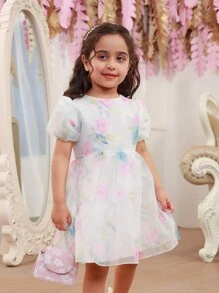 Girls' Eyelash Lace Printed Princess Skirt (Sibling Outfits, Mathing Outfits - 2 Pieces Sold Separately) - White - View 4