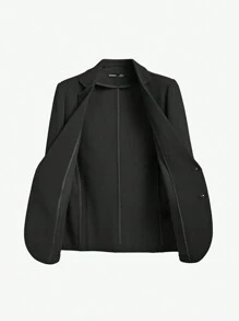 AKNOTIC Business Casual 易護理2入組男士老錢風格商務休閒織物西裝外套和拉鍊腰部長褲套裝，適用於春秋時節，適用於職場 - 黑色 - 查看 7