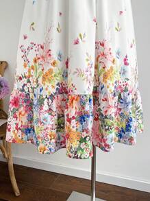 Dreamara 休闲度假多色定位花朵帽袖后系带加大码波西米亚风连衣裙长款，适合夏季 - 彩色 - 查看 5