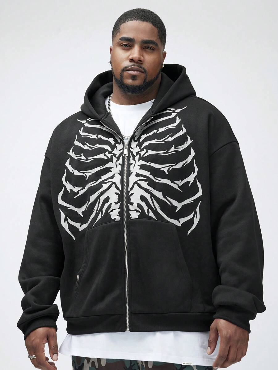 Manfinity VCAY Men's Plus Size Knitted Hooded Sweatshirt, Spring And Autumn Casual Wear, For Fall Winter