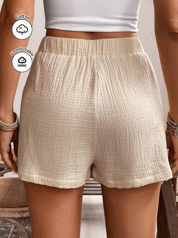 Shein  Frenchy Old Money Cotton Casual Green Elastic Waist Side Tie Fashionable Summer Skort Ladies' Fashionable Wrapover Rope-Tied Shorts Women Boxer Shorts