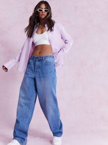 MISSGUIDED Striped Long Cuff Shirt With Pocket