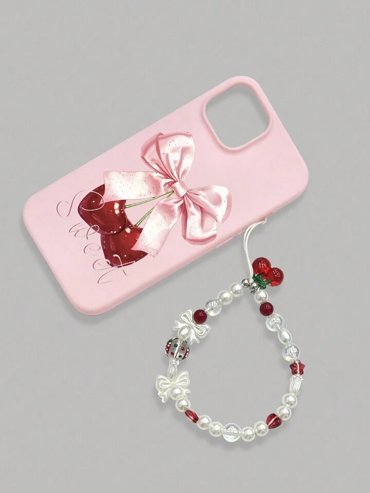 Sind das neue Kawaii Se und coole Handyhlle fr Mdchen mit Schleifen  und Kirschmustern und einer hngenden Kette, Silikonschutzhlle kompatibel  mit iPhone 12, 13, 14 Serien und anderen Handyhllen ??| ROMWE