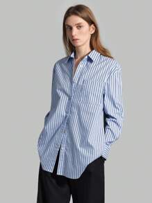 Ontre Women's Colorblock Striped Cotton Long Sleeve Shirt - Multicolor - View 5