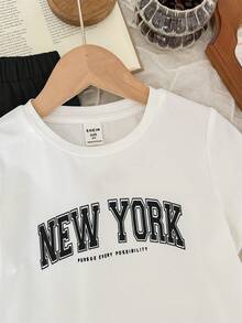 Bộ áo thun cổ tròn thường ngày và quần túi hộp cho bé trai - Đen và trắng - Xem 3