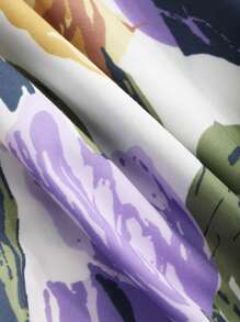 DAZY Loose Sleeping Dress With Floral Pattern Print Pajama - Purple - View 7