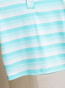 Baby Girl 4pcs Elegant Chic Striped Hooded Tank Top & Shorts Set , Summer - Multicolor - View 6