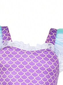 SHEIN Glamorique Kids Young Girls Mermaid Princess Formal Dress Princess Outfitkids Party Outfitblue Outfits For Girls - Multicolor - View 5