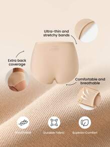 LUVLETTE paquete de 3 bragas básicas de algodón transpirable de tiro alto para mujer - Todo color piel