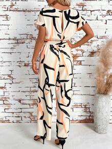 SHEIN Clasi Women's Simple Artistic Printed Jumpsuit For Daily Wear