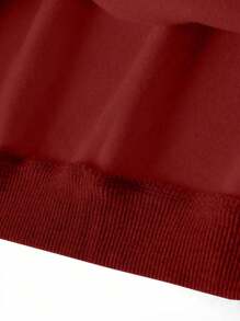 INAWLY Sudadera de mujer de unicolor, de manga larga y estilo simple para uso diario, sudadera de cuello en V casual de manga larga, de ajuste regular, con hombros caídos, en color rojo, para primavera/otoño - Rojo - Ver 4