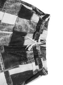 Plus Size Women's Printed Drawstring Harem Pants - Black and White - View 4